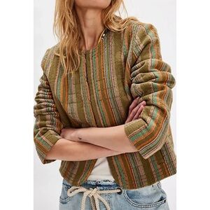 FREE PEOPLE • NWT • Zandi Quilted Jacket in Neutral Combo Stripe